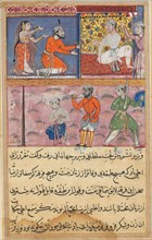 Page from Tales of a Parrot (Tuti-nama): Eighth night: The prince sent back to the place of