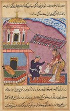 Page from Tales of a Parrot (Tuti-nama): Eighth night: The husband berates his wife for purchasing