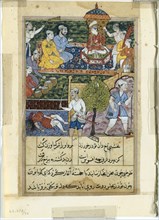 Page from Tales of a Parrot (Tuti-nama): Eighth night: The young prince is crowned and the wicked