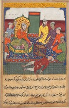 Page from Tales of a Parrot (Tuti-nama): Ninth night: The old man eats of the fruit of the Tree of