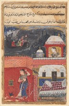 Page from Tales of a Parrot (Tuti-nama): First night: Khujasta kills the pet myna who advises her