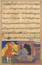 Page from Tales of a Parrot (Tuti-nama): Tenth night: The monk returns the magic parrot to its