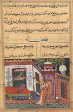 Page from Tales of a Parrot (Tuti-nama): Eleventh night: The parrot addresses Khujasta at the