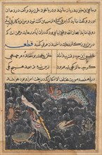Page from Tales of a Parrot (Tuti-nama): Eleventh night: The creatures of the sea are asked by the