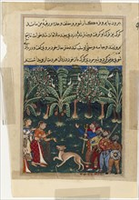 Page from Tales of a Parrot (Tuti-nama): Twelfth night: The merchant’s daughter encounters a wolf