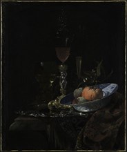 Wineglass and a Bowl of Fruit, 1663. Willem Kalf (Dutch, 1619-1693). Oil on canvas; framed: 81 x 70
