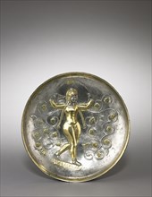 Dish: The Goddess Anahita, 400-600. Iran, Sasanian, 5th-6th Century. Silver gilt; overall: 4.6 x 21