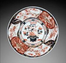 Plate with Vase of Peonies: Imari Ware, c. 1700. Japan, Saga Prefecture, Arita Kilns, Edo Period