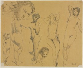 Studies of Female Nudes, c. 1895. Henri Fantin-Latour (French, 1836-1904). Black crayon; sheet: 21