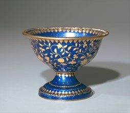 Stem Cup, 1600s-1700s.. India, Jaipur, 17th-18th century. Enamel on copper, gold and silver leaf;