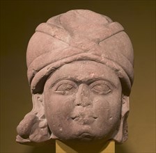 Head of a Yaksha, c. 125 BC. Northern India, Uttar Pradesh, Mathura, Shunga Period (c. 187-78 BC).