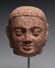 Head of Jina, 3rd quarter of 2nd century. India, Mathura, Kushan Period (1st century-320). Red