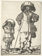 Standing Cavalier and Beggar Boy. Ludolph Büsinck (German, 1590-1669). Woodcut