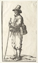 Beggar in Profile Toward Left. Ludolph Büsinck (German, 1590-1669). Woodcut