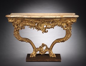 Console Table, c. 1765. Attributed to Ferdinand Dietz (German, 1708-1777). Carved and gilded wood;