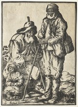 Two Beggars and Leprous Child. Ludolph Büsinck (German, 1590-1669). Woodcut