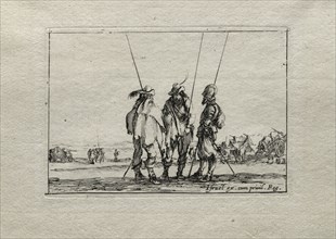 Caprices:  Three Standing Soldiers. Stefano Della Bella (Italian, 1610-1664). Etching