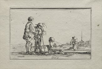 Caprices:  Two Standing Beggars and a Cripple. Stefano Della Bella (Italian, 1610-1664). Etching