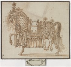 Parade Horse, 1619?. Anonymous. Pen and brown ink and brush and brown wash over graphite; sheet: 27