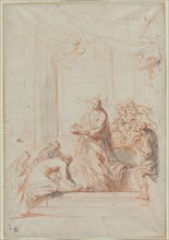 Christ Administering the Host, 1700s. Anonymous. Red chalk with pen and brown ink, brush and gray