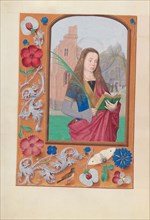 Hours of Queen Isabella the Catholic, Queen of Spain:  Fol. 191v, St. Barbara, c. 1500. And