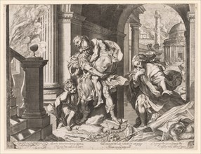 Aeneas and His Family Fleeing Troy, 1595. Agostino Carracci (Italian, 1557-1602), after Federico