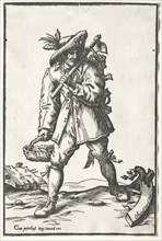 Peasant with Hoe, Basket and Hen. Ludolph Büsinck (German, 1590-1669). Woodcut
