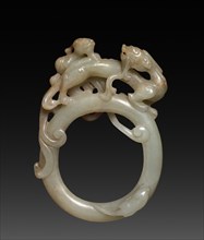 Ring with Carved Dragons (Ch'ih), c. 5th Century. China, Six Dynasties period (317-587). Jade ;