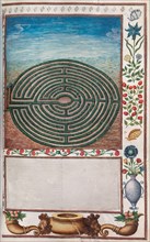 Florilegium: (page 15 recto) maze garden, 1608. France, 17th century. Bound manuscript of 48