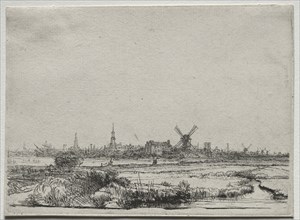 View of Amsterdam from the North West, c. 1640. Rembrandt van Rijn (Dutch, 1606-1669). Etching;
