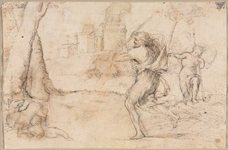 Romulus and Remus Found by Faustulus, c. 1535. Romanino (Italian, 1484/87-1562). Pen and brown ink,