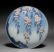Dish with Weeping Cherry Tree, late 1800s. Japan, Meiji period (1868-1912). Porcelain with