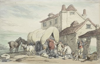 Richardson's Show:  A Flying Wagon, 1816. Thomas Rowlandson (British, 1756-1827). Etching, hand