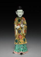 Court Lady Holding a Sheng, 1662-1722. China, Jiangxi province, Jingdezhen kilns, Qing dynasty