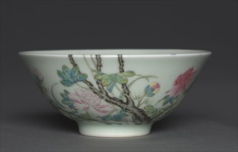 Bowl with Bamboo, Tree Peony, and Swallow, 1723-1735. China, Jiangxi province, Jingdezhen, Qing