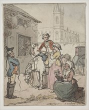 Scene Outside an Inn. Henry William Bunbury (British, 1750-1811). Etching, hand colored with