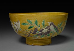 Bowl with Birds and Flowers, 1644-1661. China, Jiangxi province, Jingdezhen kilns, Qing dynasty