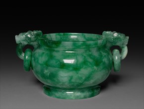 Incense Burner, 1736-1795. China, Qing dynasty (1644-1911), Qianlong reign (1736-1795). Green jade;