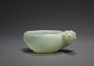 Waterpot with Ram's Head Spout, 1700s. China, Qing dynasty (1644-1911). White jade; overall: 4.7 x