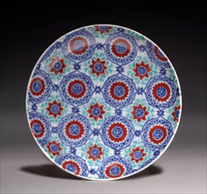 Dish with Brocade, late 1600s. Japan, Edo period (1615-1868). Porcelain with underglaze blue and