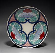 Dish with Lotus in Rui-Head-Shaped Cartouches, mid-1800s. Japan, Edo period (1615-1868). Porcelain