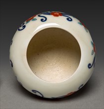 Incense Burner with Floral Scroll, 1800s. Japan, Edo Period (1615-1868). Porcelain with underglaze