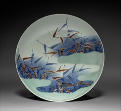 Dish with Reeds and Mist, c. 1700. Japan, Edo Period (1615-1868). Porcelain with underglaze blue