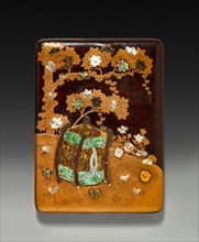 Inkstone Case (lid), 19th century. Japan, Edo Period (1615-1868). Lacquer on wood inlaid with