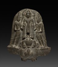 Bracket with Buddha and a Pair of Acolytes, 700s-800s. Thailand, Mon-Dvaravati style, probably from