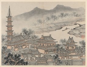 Twelve Views of Tiger Hill, Suzhou: The Thousand Buddha Hall and the Pagoda of the "Cloudy Cliff"