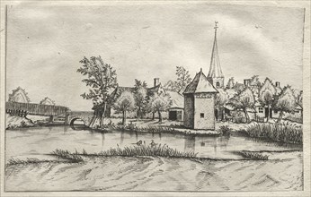 Views of Villages in Brabant and Campine:  A Moated Village, c. 1561. Attributed to Master of the