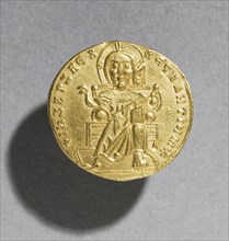 Solidus with Romanus I Lecapenus and His Son Christopher (obverse), 920-944. Byzantium, 10th