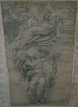 Temperance, 1628-1630. Domenichino (Italian, 1581-1641). Black chalk heightened with white chalk,