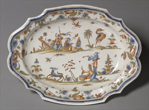 Platter, c. 1740. France, Lyons, mid-18th century. Tin- glazed eathenware (faience) with enamel